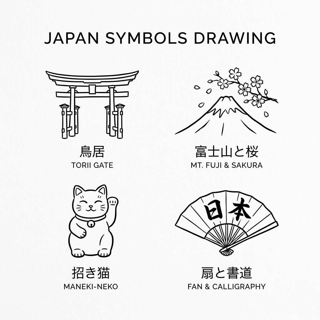 Japan Symbols Drawing